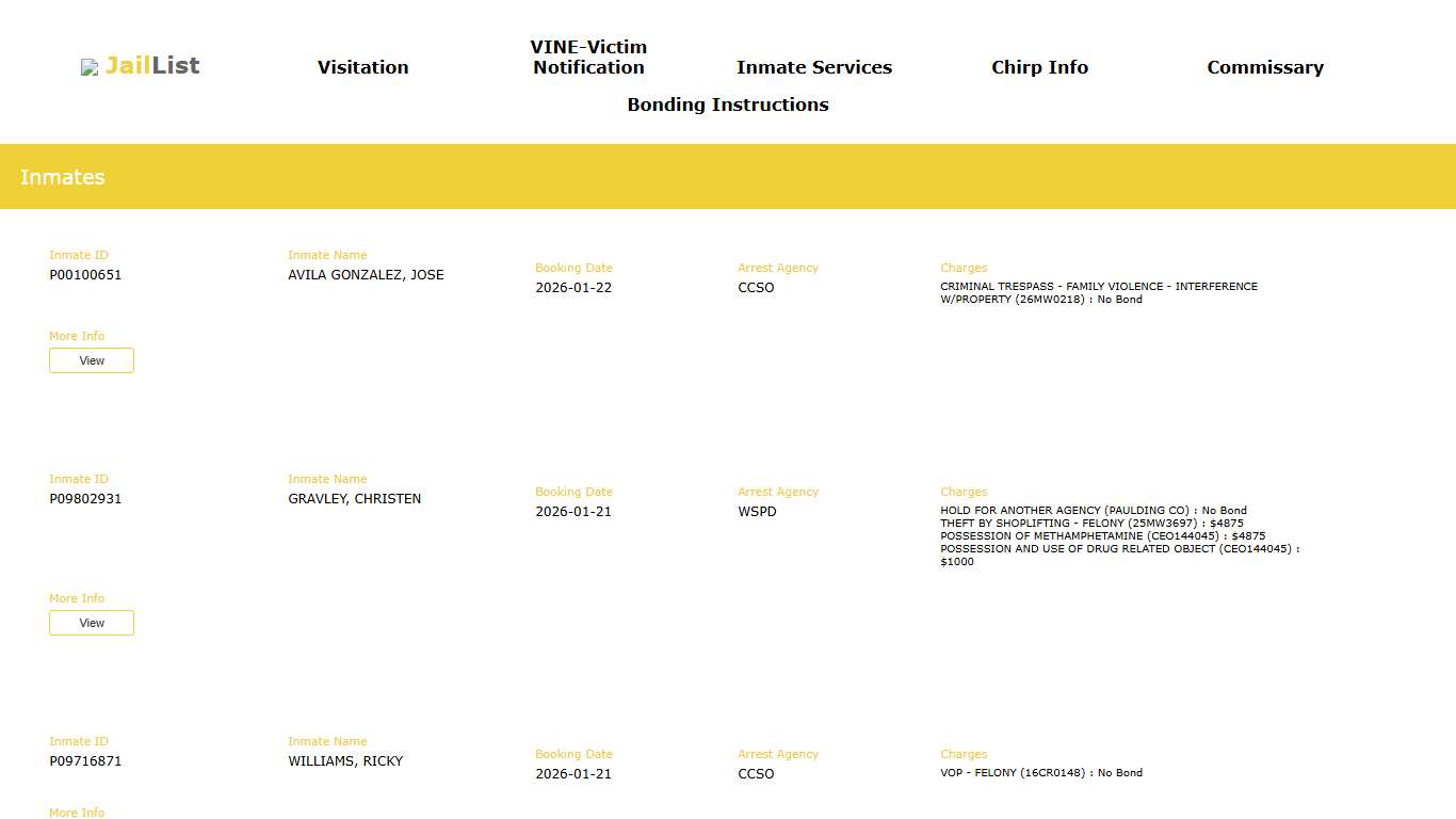 Cherokee County | Inmate Search
