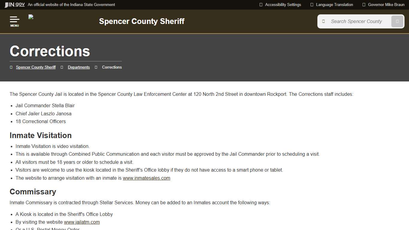 Spencer County Sheriff: Corrections