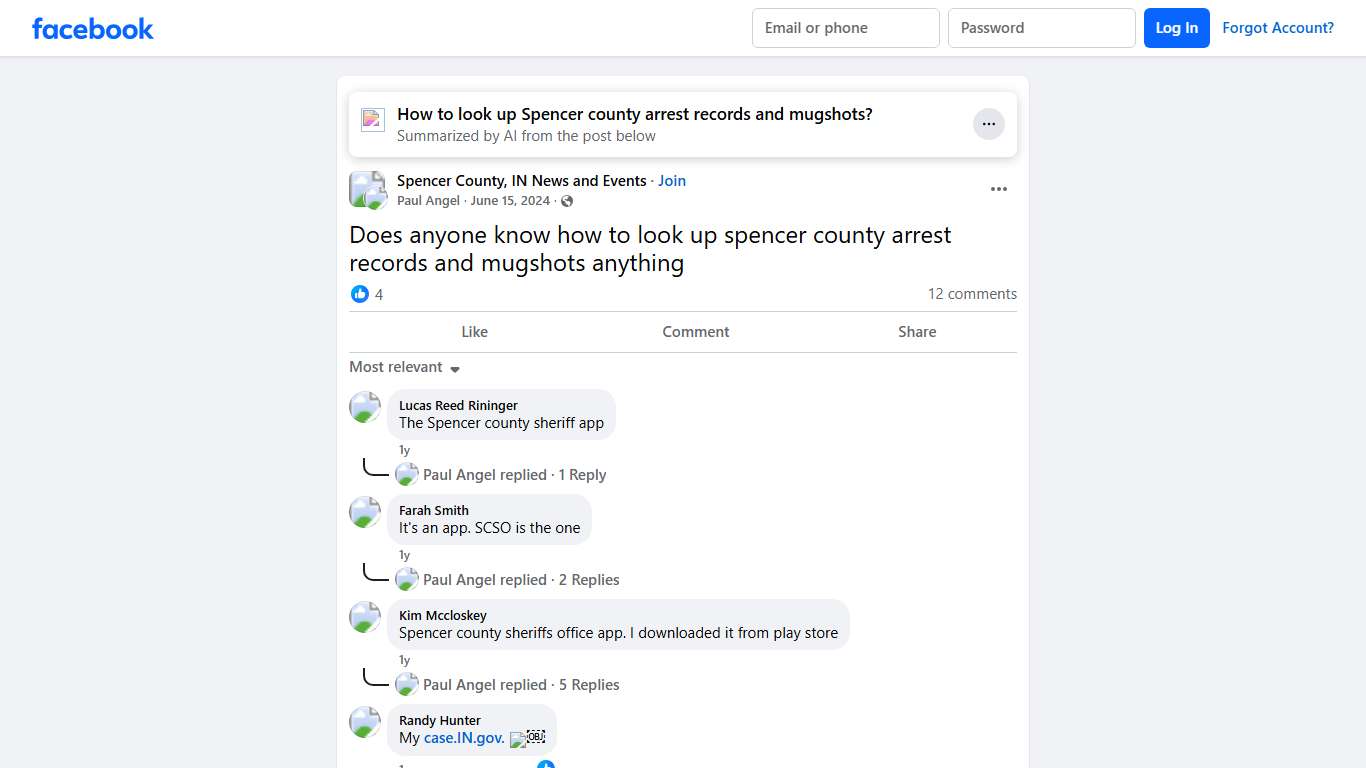 Spencer County, IN News and Events | Does anyone know how to look up spencer county arrest records and mugshots anything | Facebook
